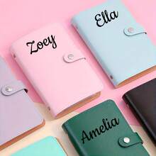 1pc Customizable Name & Bill Storage Book, Made Of PU Material, Can Hold 100 Bills, With Bill Photo, Stamp, And Bank Card Storage, A6 Super Large Capacity Cash Storage Notebook Includes 50pcs Internal, Creative Collection Holder