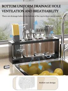 1 件厨房收纳架，带 3 个隔层，可放置筷子架、水槽沥水架、多功能餐具架（可放置刀、叉、勺和筷子），适用于餐厅和厨房、厨房收纳架、餐具架、返校用品 - 彩色 - 查看 8