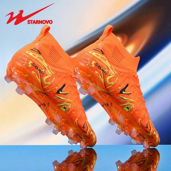 STARNOVO Dual-Star Football Shoes, Unisex Outdoor Sports Cleats Suitable For Soccer/Baseball, Artificial Turf And Natural Grass Pitch, Non-Slip, Comfortable, Leather Material, Multiple Color Options, High-Top Professional Football/Youth World Cup Soccer Cleats, Best Price