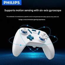 PHILIPS DLK5050 Wireless-Controller, beidseitiger elektromagnetischer Hall-Trigger, hochpräziser 3D-Joystick, sechsachsiges Gyroskop, Turbo Burst, unterstützt mehrere Plattformen für Android/iOS/PC, schwarz