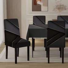 1/4/5/6/7pcs Fashionable Simple European And American Style Printed Chair Covers / Chair Cover Set, Suitable For Indoor Home Restaurant, Hotel Modern Daily Decoration. Tablecloth Suitable For Square Tables, Elastic Chair Covers Can Be Washed