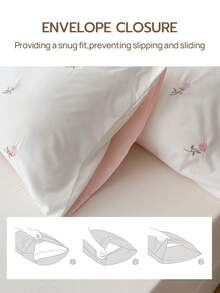 2/3件套，100%涤纶，浪漫优雅玫瑰刺绣床上用品套装，被套套装（1个被套，1/2个枕套），不含填充物 - 彩色 - 查看 9