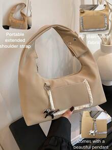 Retro Unique Mini Tote Bag, French Personalized Fashion Commuter Baguette Shoulder Bag For Women, Lightweight Luxury Everyday Tote With Detachable Strap, Great Gift For Mom & Girlfriend