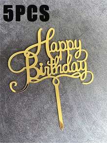 1/3/5pcs Acrylic Cake Topper - New Creative Birthday Cake Decoration - For Birthday Parties - Perfect Gift For Birthday Celebrations - Gold - View 10