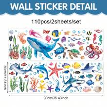 2/5pcs/Set Magical Underwater World Wall Stickers, PVC Removable Marine Animals Decals For Kids Room, Nursery, Decoration, Self-Adhesive Waterproof Wallpaper, Suitable For Summer Holiday, Birthday Party, Early Education, Home Decor