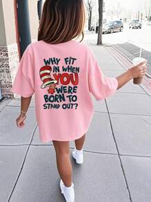 Camiseta con eslogan genial, camiseta de cuello redondo con estampado gráfico para niña preadolescente de manga corta, para estudiantes jóvenes, verano