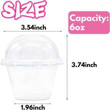 Vasos de plástico transparente con tapas, paquete de 50 minituazas de 6 onzas con tapas de cúpula (sin agujero), vasos desechables para fiestas para postres, bebidas frías, frutas, cupcakes, helado, aperitivos y dulces - Paquete de 50 vasos con tapas planas - Ver 9