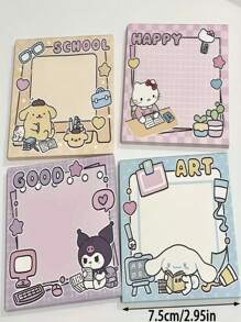 Sanrio [Paquete de 6 notas adhesivas lindas] Paquete de 6 notas adhesivas con personajes de Sanrio - Blocs de notas adhesivas cuadrados y lindos, set de artículos de papelería de oficina y hogar, útiles escolares, de vuelta a clases