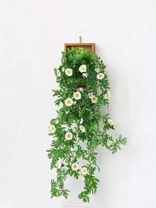 1 套壁挂雏菊花、人造桉树木框装饰、假植物悬挂装饰、粉红玫瑰盆栽、蝴蝶绿植墙面瑕疵隐藏吊坠、人造花藤蔓植物盆栽、圣诞节生日礼物、客厅卧室浴室花园家居装饰、秋季装饰、秋季