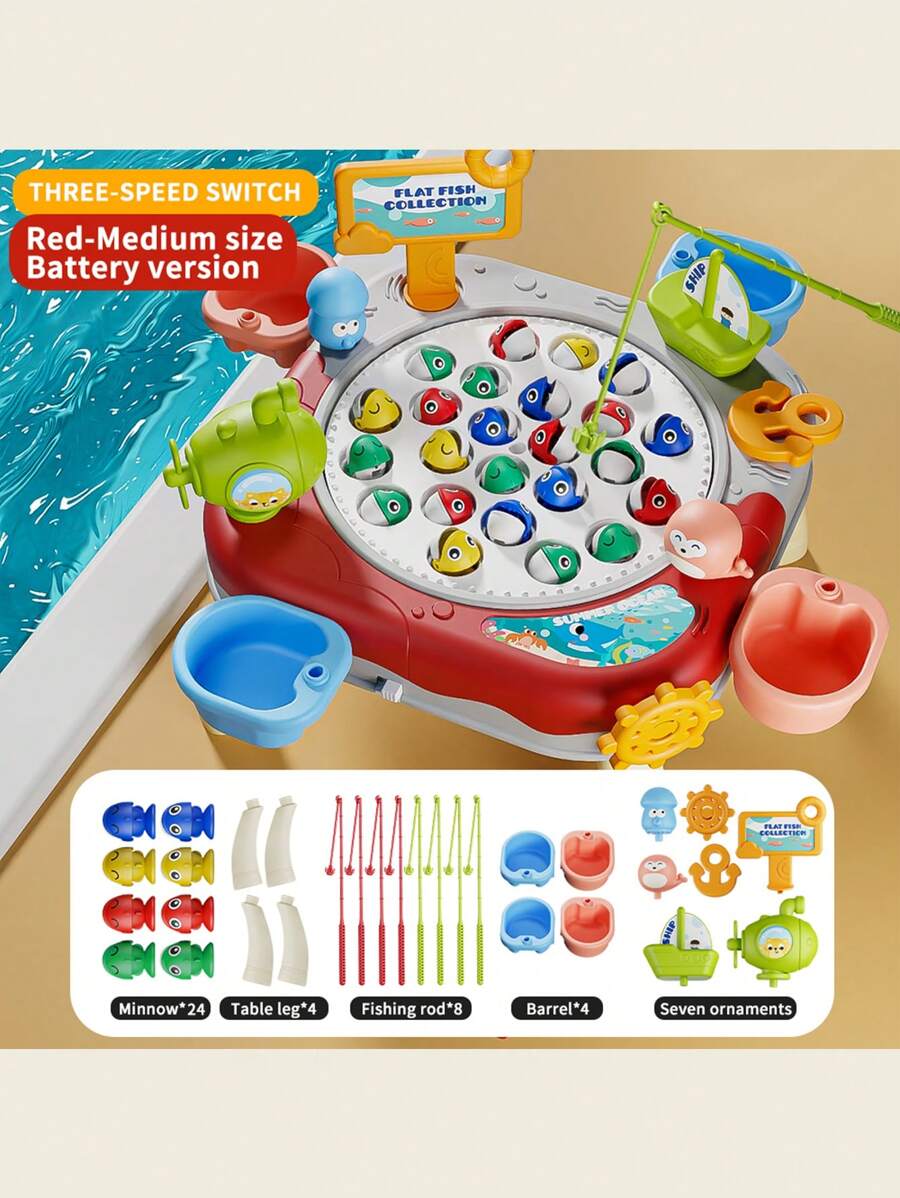 Hasbro طقم لعبة صيد سمك كهرومغناطيسية (24 سمكة) - صحن دوار للأسماك مع موسيقى للأطفال - هدية حفلة المياه الممتعة
