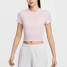 Nike Women's AS W NSW NK CHLL KNT CRP GC T-Shirt Knitted Collar Short TIF2007-655 - Pink - View 1