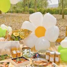 Juego de 5/10/50 globos con margaritas, estilo INS, suministros para fiestas, diseño de sellado automático adecuado para cumpleaños, bodas, actividades al aire libre, decoraciones para telón de fondo de fotos - Multicolor - Ver 4