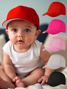 1Pc Infant Baby Toddlers Kids Hat Solid Color Adjustable Baseball Cap For Baby Boys And Girls, Outdoor Sun Ion Hat,Suitable For Outdoor, Sports, Travel Vacations, Birthday Gifts - Multicolor - View 1