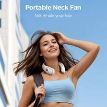 Portable Neckband Fan, 360° Bladeless Cooling Handheld Hands-Free Design, Long-Lasting Battery, 5-Speed Regulation, USB Rechargeable, Unisex Wearable Personal Fan, Suitable For Travel, Office And Outdoor Use - trắng - Xem 3