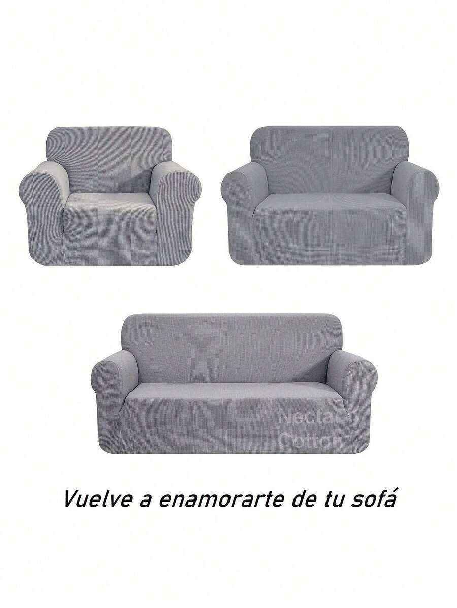 Funda de sofá de tela jacquard a cuadros, lavable a máquina, con buena elasticidad, fácil de instalar, suave al tacto y resistente a la suciedad. Adecuada para salas de estar, dormitorios, oficinas y otros espacios, especialmente ideal para lugares con mascotas como gatos y perros. Disponible en varios tamaños. - Gris - Ver 1