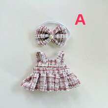 For Labubu Plush Doll [This Only Includes The Outfit]: 17cm Printed Overall Dress, Butterfly Decor Replacement Outfit For 10cm Plush Doll
