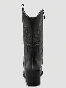GLOBALWIN Women's Mid Calf The Western Cowgirl Boots Fashion Cowboy Boots For Women Chunky Low Heel Fall Boots Halloween Season - 黑色 - 查看 5