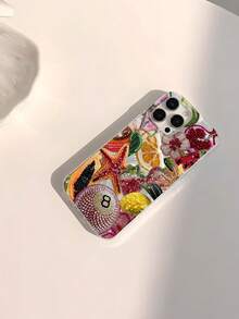 1 件个性化台球、草莓、海星和乌龟图案防水防指纹防刮透明 IMD 光面软手机壳适用于 Apple 16/16 Plus/16 Pro/16 Pro Max - 彩色 - 查看 2