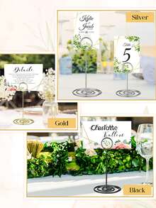 12 Giá đỡ số bàn bằng bạc, 3 kích cỡ 5cm/8,5cm/22cm Giá đỡ ảnh để bàn có đế chống trượt, thích hợp cho đám cưới, tiệc tùng, bàn ăn, khung ảnh, ghi chú, tiệc sinh nhật hoặc tiệc chiêu đãi khác - Bạc - Xem 9