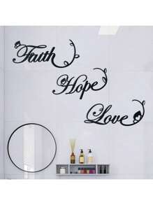 3 Peças/Conjunto Decoração de Parede de Aço Fé Amor Esperança, Decoração Doméstica Moderna, Placas de Parede de Metal, Citação Positiva para Pendurar na Parede