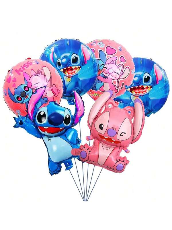 6 pezzi Decorazioni per feste di compleanno a tema Stitch, set per feste a casa o a scuola, palloncini in alluminio