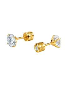 1 par de brincos de pino com parafuso banhados a ouro 18K para mulheres, brincos minúsculos unissex hipoalergênicos para cartilagem, brincos delicados de hélice com zircônia cúbica redonda dupla para homens, mulheres e meninas (cor ouro/prata 2 mm/3 mm/4 mm/5 mm/6 mm) para o Dia das Mães, Dia dos Namorados e Mardi Gras