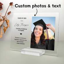 1Pc Acrylic Graduation Photo Plaque, Personalized Graduation Gift, Custom Grad Picture Stand, Acrylic Photo Frame, Class Of 2025, Grad Gift For Her Him Photo Stand, Kindergarten, High School, College, Phd Graduation Gift, Senior Gift - Multicolor - View 1