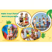 Juego de decoración para fiesta hawaiana - Vaso de coco de plástico de gran capacidad con pajita, diseño tropical de flores y piña, reutilizable, apropiado para celebraciones temáticas, decoración de fiestas | Tema tropical | Vasos de fiesta reutilizables fáciles de limpiar, accesorios para la piscina | Estilo tropical | Vasos de plástico duraderos, decoración de fiesta hawaiana