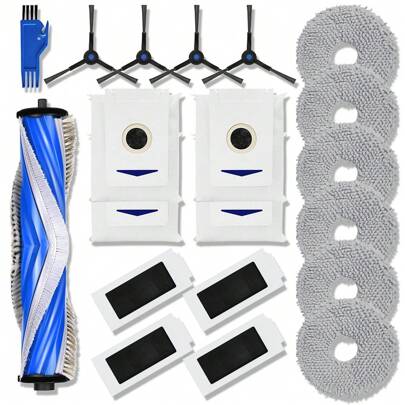 Peças de reposição para aspirador de pó robô Ecovacs DEEBOT T30S / T30S PRO / T30S AI / T30S AI CARE, acessórios, escova removível / escova principal, filtro HEPA, escova lateral, pano de esfregão / pano de esfregão e saco de pó