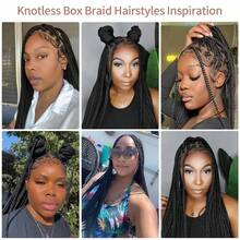 More Beautiful 360° HD Full Lace Knotless Braided Wigs For Women Box Braid Wig With Baby Hair Premium Synthetic Braided Lace Front Wigs Natural Black - 黑色 - 查看 6