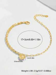 1pc 925 Sterling Silver Fashionable 3D Heart Pendant & Curb Link Bracelet, Surprise Gift For Mom On Mother's Day