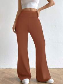 Women's Tight Waist Hip Lift Yoga Flared Pants Suitable For Outdoor Sports, Hiking, Camping, Mountaineering, Fitness, Dance 1PC - Brown - View 4