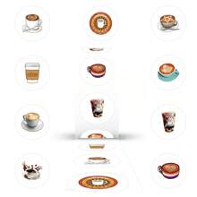 500Pcs Coffee Sticker Roll Food Stickers Tea Stickers Dessert Stickers Coffee Cup Stickers Cooking Stickers Coffee Party Decorations Vinyl Waterproof Stickers Aesthetic Laptop Sticker Pack Skateboard Stickers Water Bottle Stickers Notebook Stickers