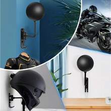 Soporte para Casco de Motocicleta, Casco Percha para Casco Giratorio de 180° Montaje para Chaquetas de Motocicleta, Sombreros, Cascos de Rugby - Negro - Ver 4