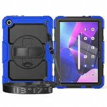 三合一平板电脑保护套，适用于 Tab M8 第四代/M9/M10 HD 10.1 英寸（第三代）（2022 年）TB-328FU/TB-328XU/M10 HD Plus（第二代）10.3 英寸（2020 年）（X606F）/M10 PLUS 10.6 英寸/M11 HD 11 英寸/Tab One 8.7 英寸/K9 TB305FU（2025 年）/MatePad SE 11/Redmi Pad SE 8.7，带肩带/支架 - 藍色 - 查看 10