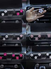 3 Floral Air Outlet Clips, Cute Daisy Car Air Freshener Air Outlet Clips, Car Diffuser, Rhinestone Car Interior Decoration, Charming Diamond Car Decoration, Dazzling Car Parts, Daisy Car Decoration, Floral Air Outlet Clips, Car Interior Air Conditioning Air Outlet Clips, Car Air Freshener Clips, Colorful Car Interior Women And Girls