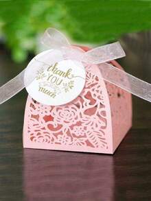 25 件紫玫瑰糖果盒配丝带，激光切割巧克力包装盒，适用于婚礼、回礼、纪念品、情人节、生日派对、圣餐回礼等 - 紫色 - 查看 7