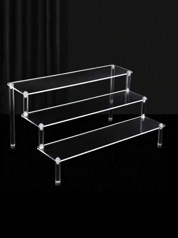 Suporte de acrílico para mesa, prateleira transparente em camadas para cupcakes, perfumes, itens colecionáveis, suporte para caixas surpresa