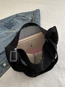 Fashionable Solid Color Casual Cute Crossbody Bag, Minimalist & Practical Multifunctional , Cute - Black - View 6