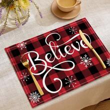 1/2/4/6/8pcs Christmas Digital Print Placemats, Red Holiday Pattern Printed Placemats For Table Decoration, Applicable For Daily, Festival, Party, Birthday, Wedding, Banquet, Kitchen, Dining Room And Other Home Decor - Multicolor - View 12