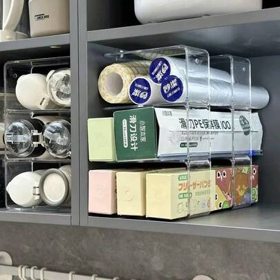 厨房橱柜保鲜膜/铝箔收纳架、抽屉式锅盖架、调味品和瓶子收纳架