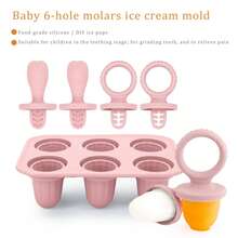 6-Cavity Infant Silicone Teething Ice Pop Mold, Teething Pop Maker, Ice Cream Popsicle Mold, For Baby Chilled Teething Feeders, Chew Toy - Multicolor - View 2