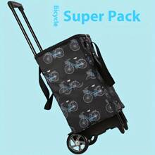 110 Lbs Capacity All-Terrain Soft Wheel Foldable Multipurpose Hand Truck With Detachable Bag And Bicycle Pattern Design - Portable Folding Shopping Cart For Shopping, Moving, Gardening, Sturdy Handle Structure