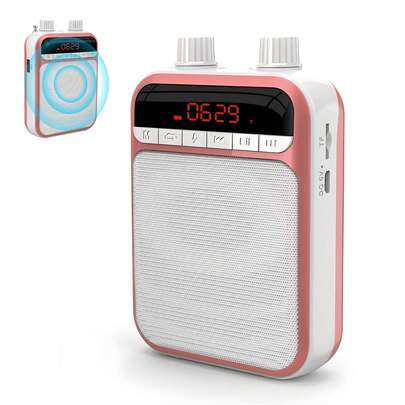 拡声器 ポータブルワイヤレス拡声器 無線拡声器 ポータブル拡声器 Bluetooth メガホン ノイズリダクションマイク USB/TFカード ミニ音声増幅器 音声アンプ ハンズフリー 教師用マイク LEDディスプレイ 音楽再生可能 ウエストバンド付き 充電式バッテリー セミナー 、教育、ガイド、会議、説明会、イベント、防災、販促、講演会、運動会などに最適