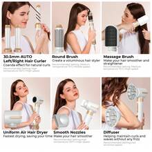 ATOPSKINS Multifunctional All-In-One Hair Styler Set, High Speed ​​Hot Air Blow Dryer Brush Set For Curling, Quick Drying, Straightening - Multifunctional Hair Styling Tool With Multiple Attachments - US A Type Plug(110-127V) - View 6