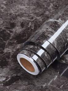 1 卷黑色大理石壁纸，PVC 自粘可移除壁纸，防水、防油、耐热，适用于厨房台面后挡板、橱柜和墙壁装饰保护膜 - 黑色 - 查看 1