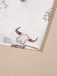 Acelitt Women's Beige Western Style Mustang Print Satin Bodycon Skirt, All Season - Multicolor - View 8