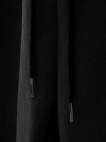 Conjunto de moletom com capuz e bolso com cordão masculino, 2 peças, com estampa da letra K, calça com bolso e blusa de moletom