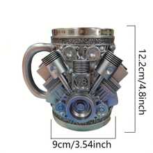 1 pieza Taza de acero inoxidable con diseño de motor V8, taza de café de acero inoxidable personalizada, diseño de motor V8 y V6, duradera y elegante, perfecta para entusiastas de los automóviles - Multicolor - Ver 3
