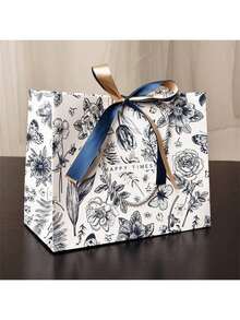 10pcs Assorted Print Paper Gift Bags, Cross-Border Packaging Bags, With Ribbon For Holiday Gifting. Clothing Paper Carrier Bags (2 Styles Randomly Sent, As Shown In Photos 1-6) - متعدد الألوان - مشاهدة 5